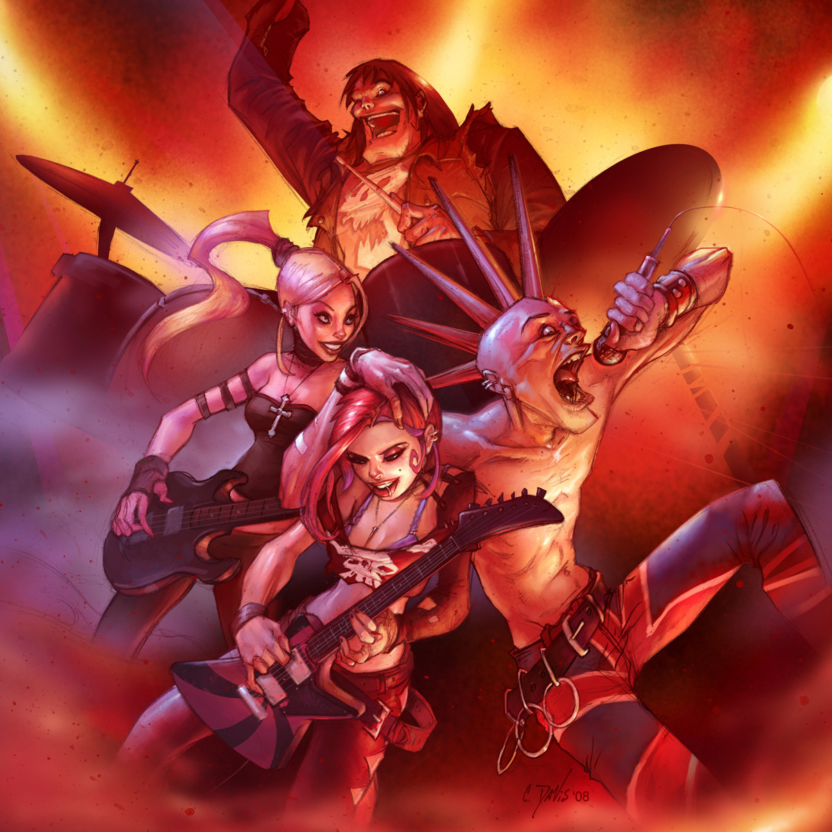 illustration for cover of xbox magazine Guitar Hero world tour era. 