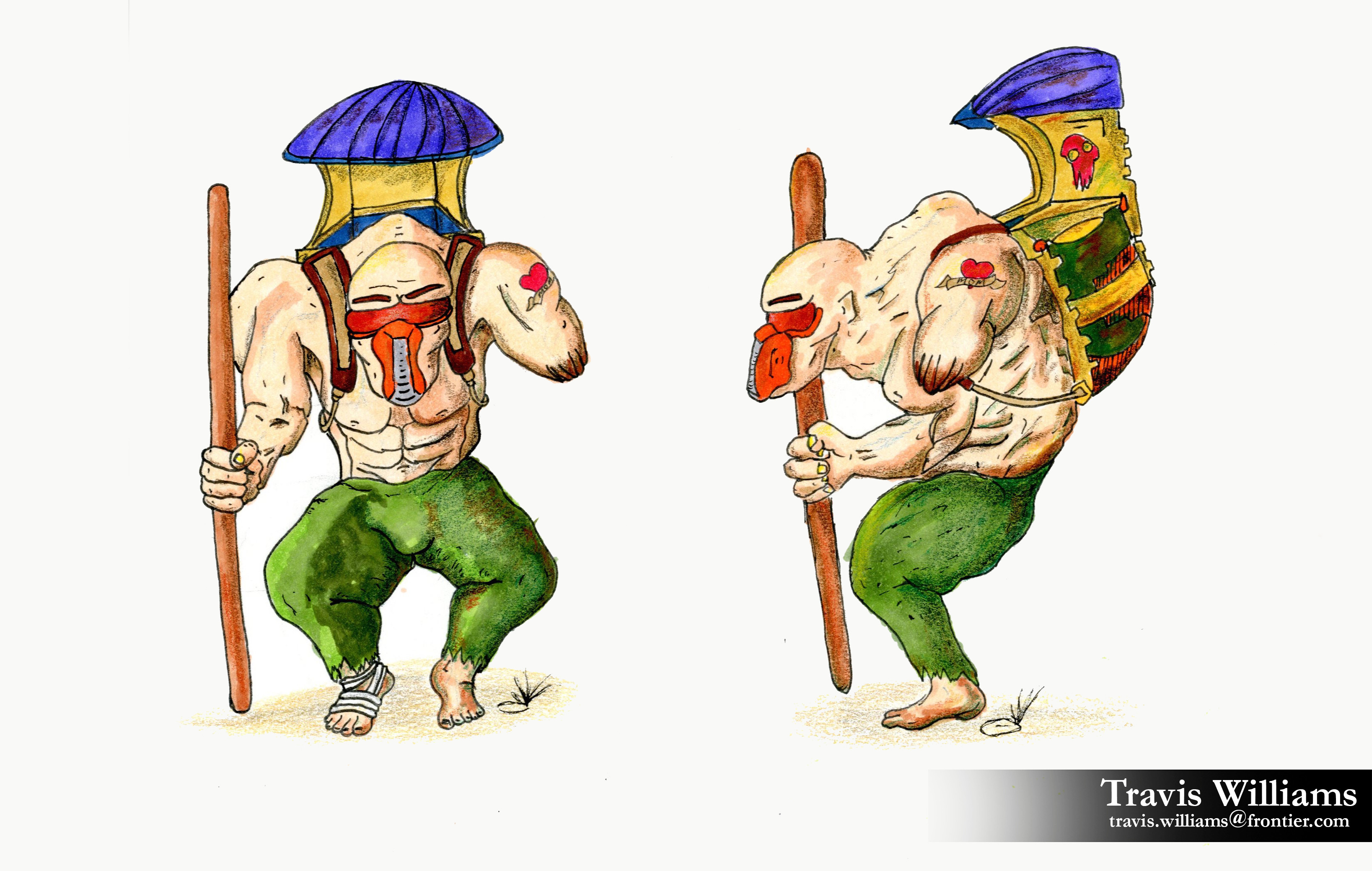Buck | Where he lacks in brain his brother uses the brawn. Used as muscle and security for His twin Bick