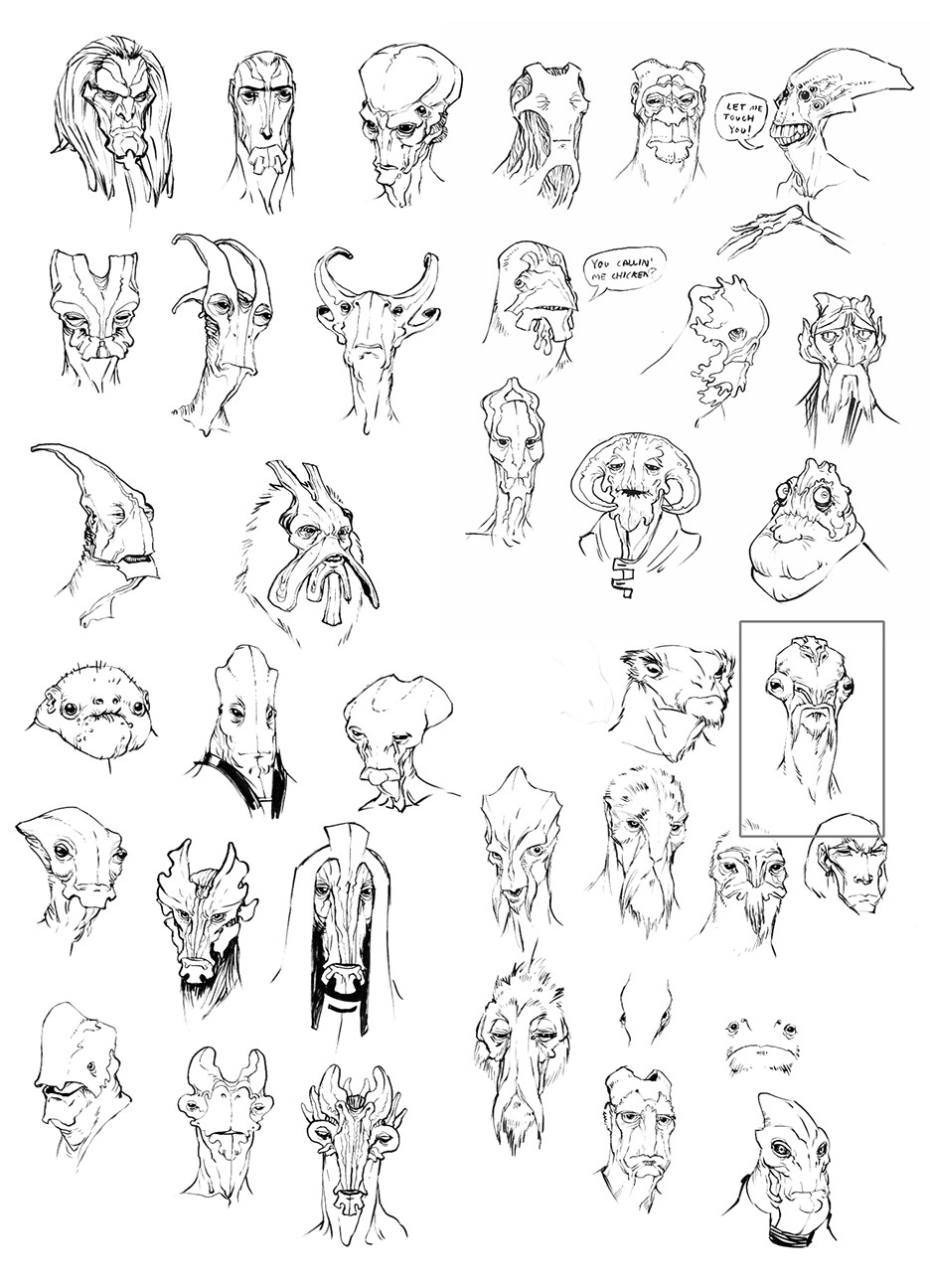 in the early days, I would sketch pages of these for Derek to chose from