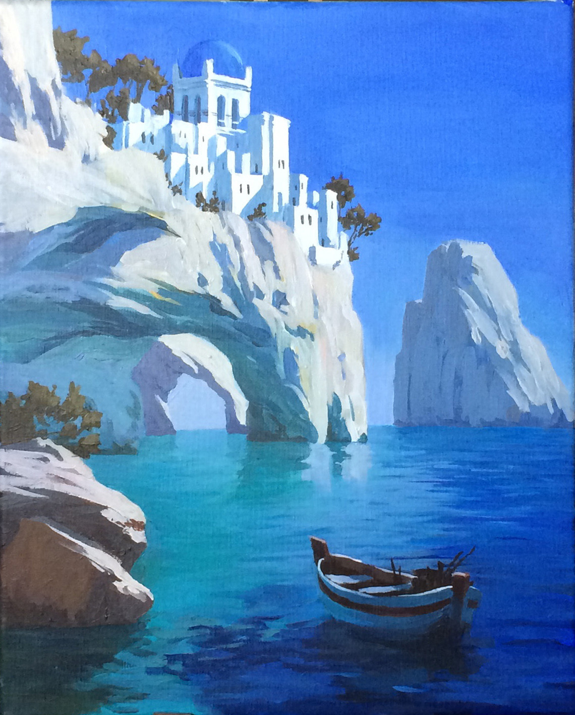 Artstation Greek Rocky Coast Acrylic Jerome Lalande