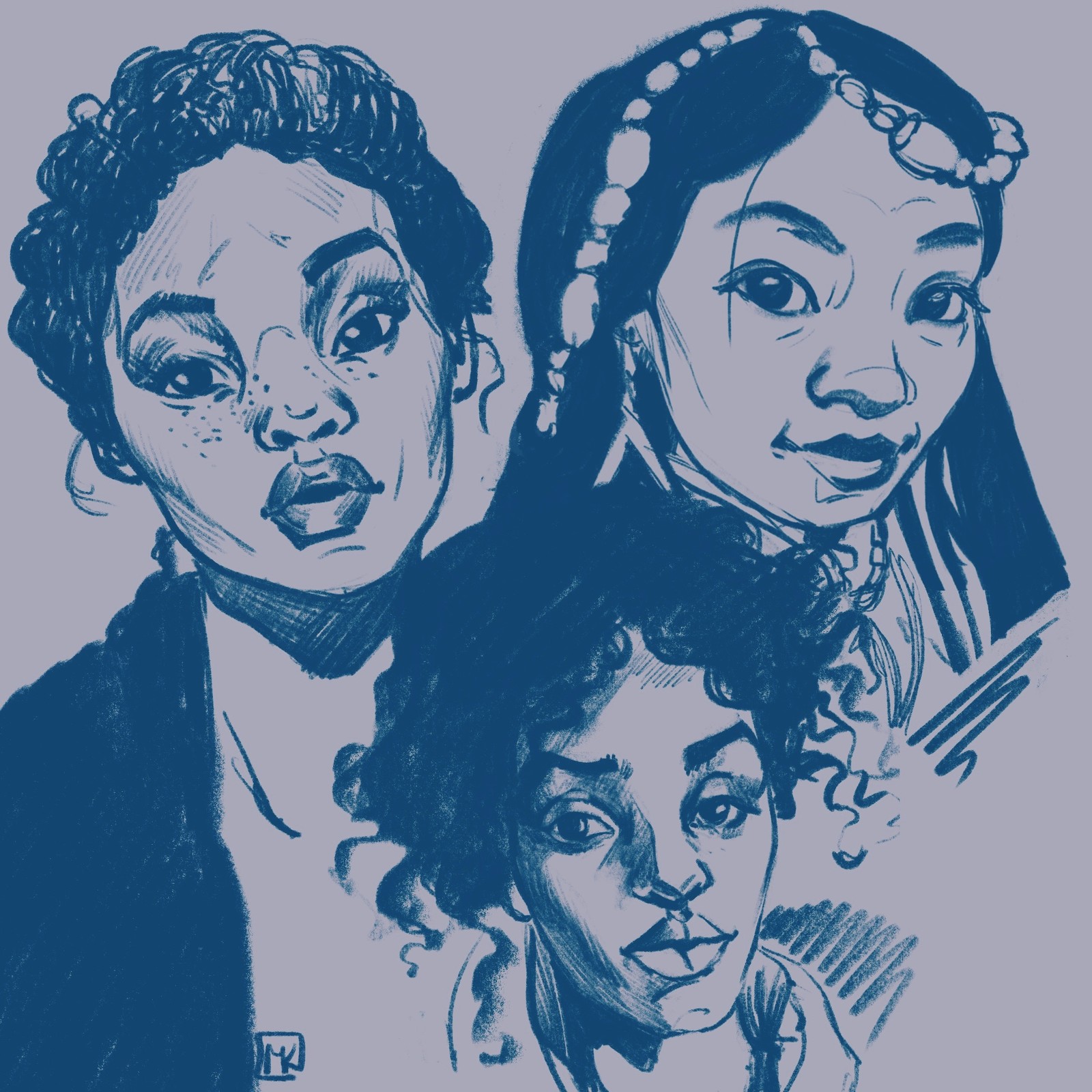 Girls portrait study-sketching