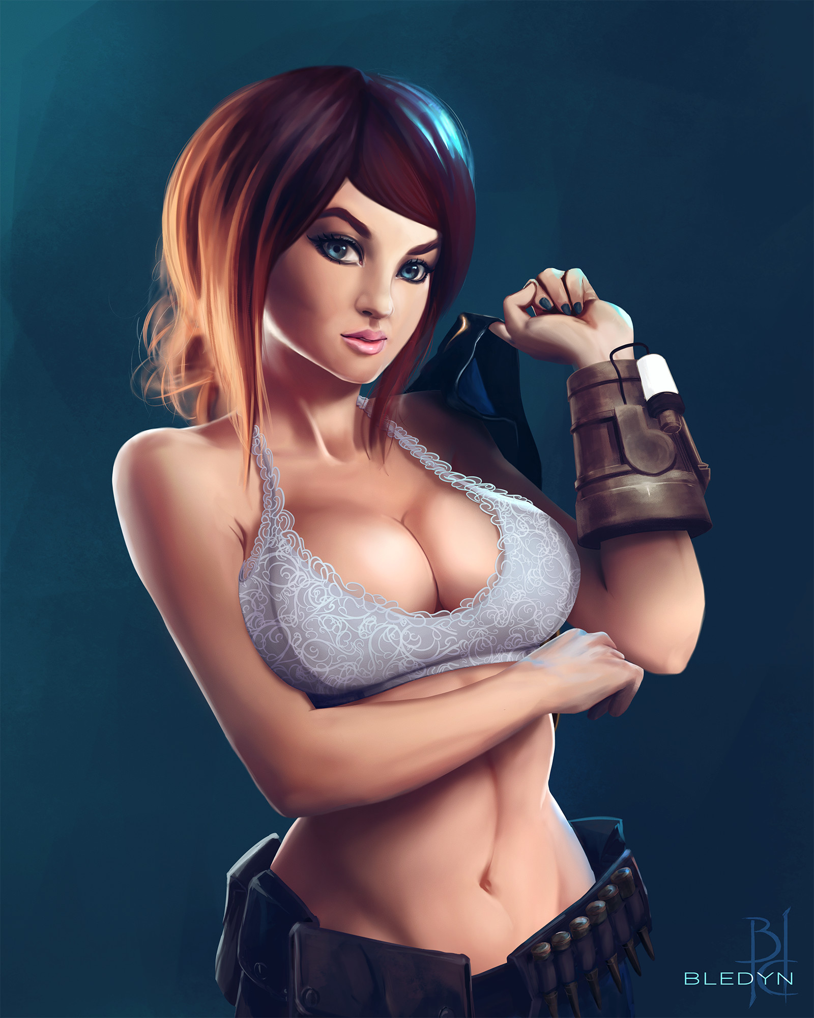 Stylized Portrait Illustration of Fallout character (PinUp category) .