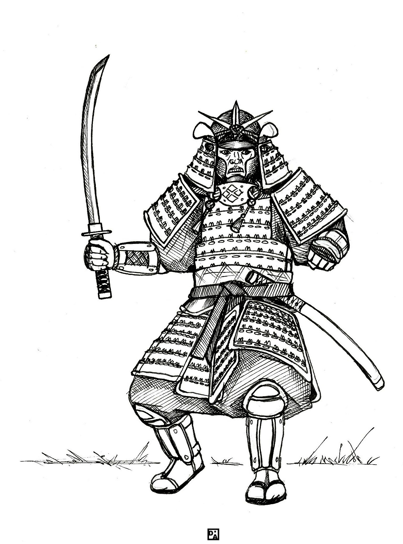 Samurai Armor Drawing : I found out how to make my armour by following