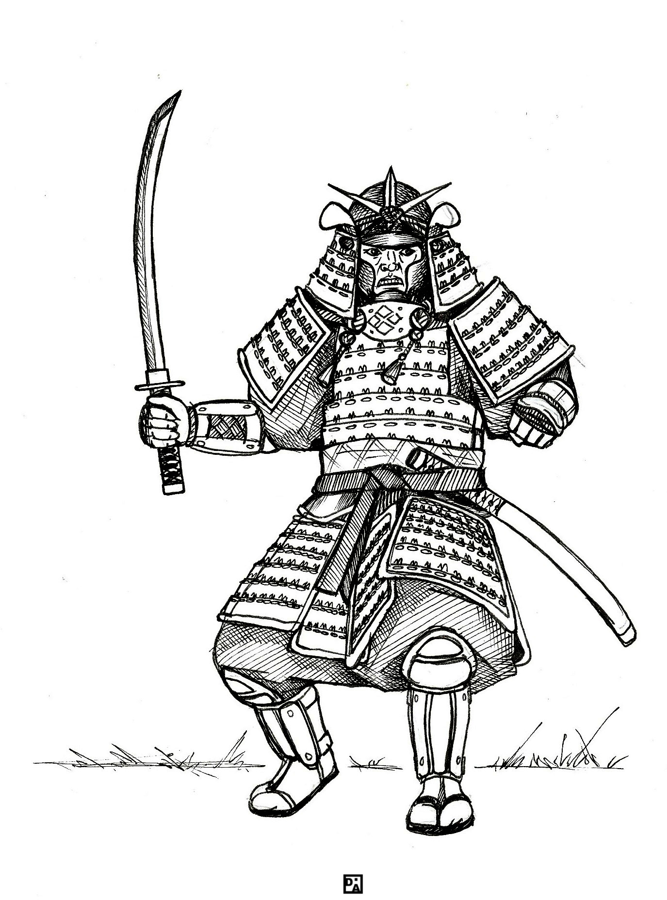 Artstation - Samurai Armor Set. Lineart.