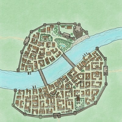 Vladimir arabadzhi small medieval town map