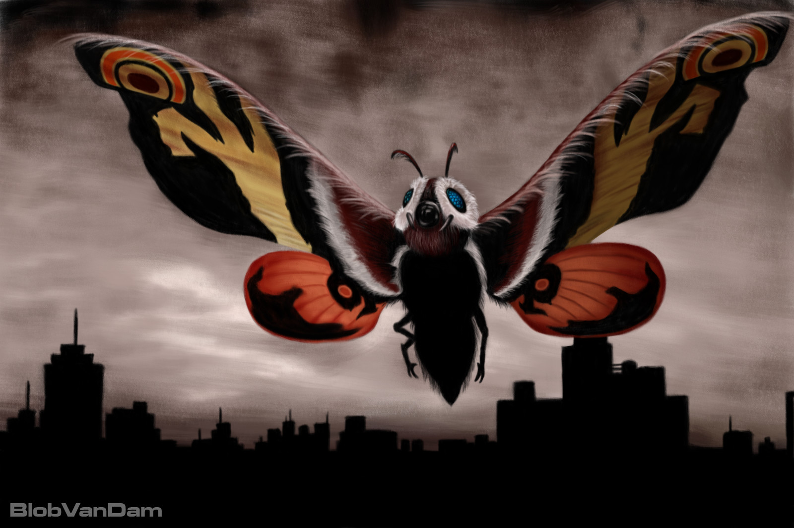 Drawing of Mothra done for an insect drawing challenge. 