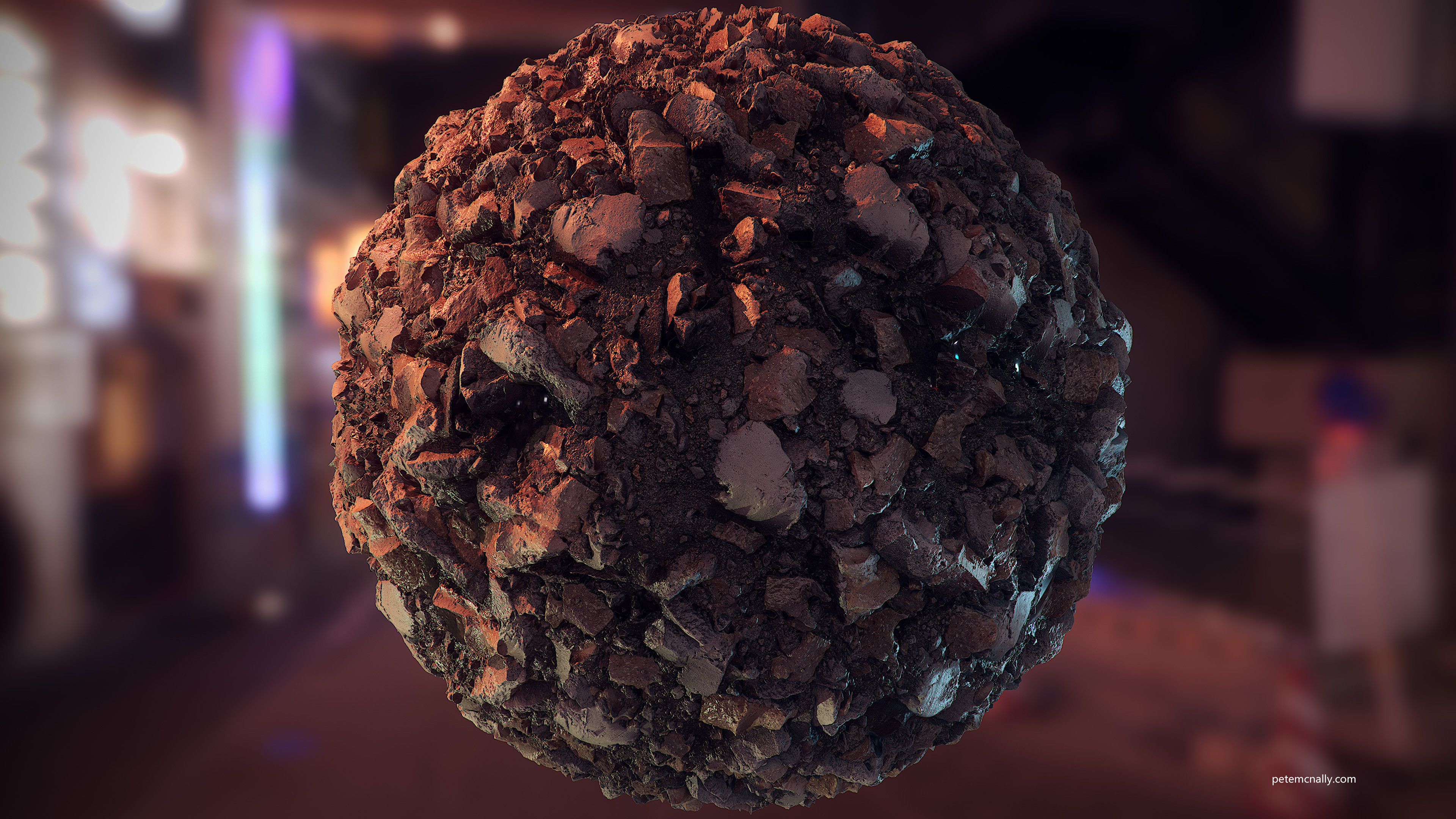Material sphere lookdev, partly inspired by the lighting of Cyberpunk 2077