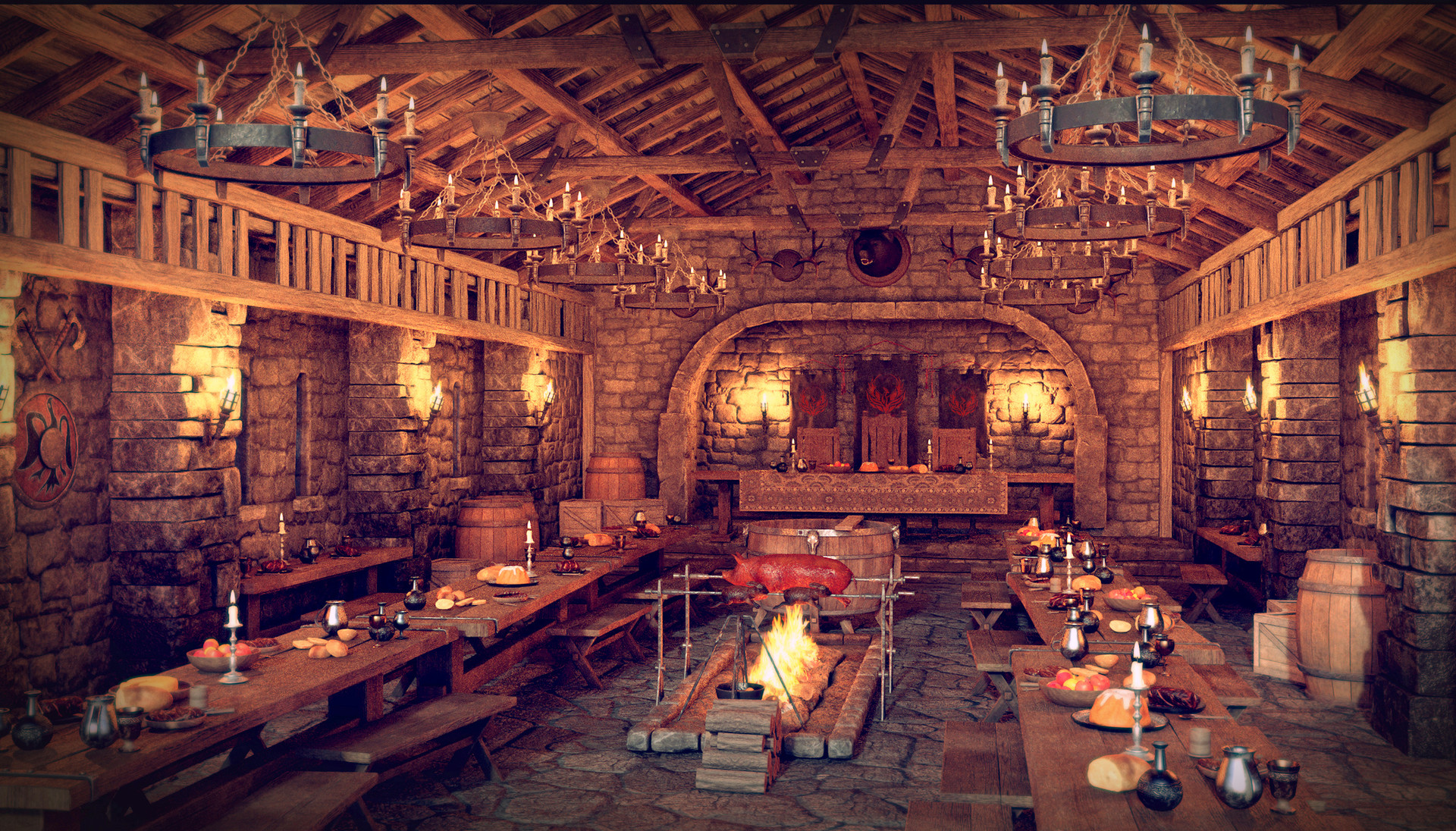 Artstation Medieval Dining Hall Misuo Wu
