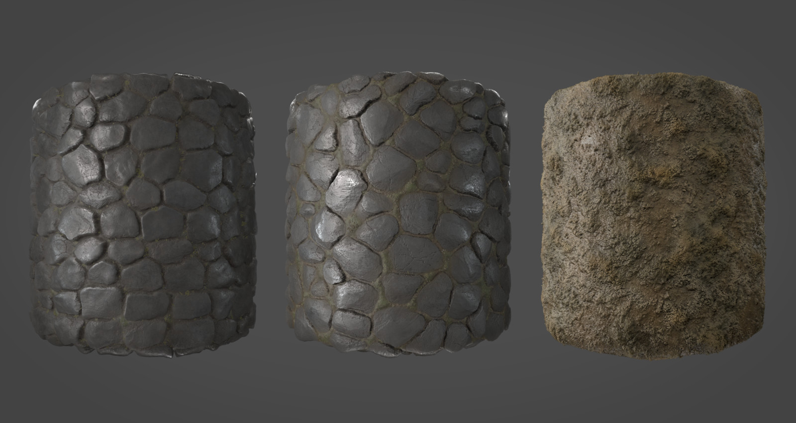 3 materials for landscape, created in Substance Designer
