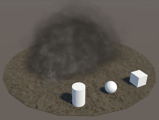 Mobile Smoke particle in action.  Material settings are modified by vertex color which is animated in the Particle System.