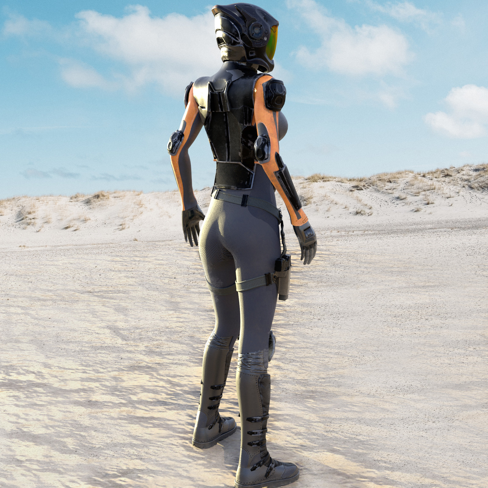 Desert biker girl character