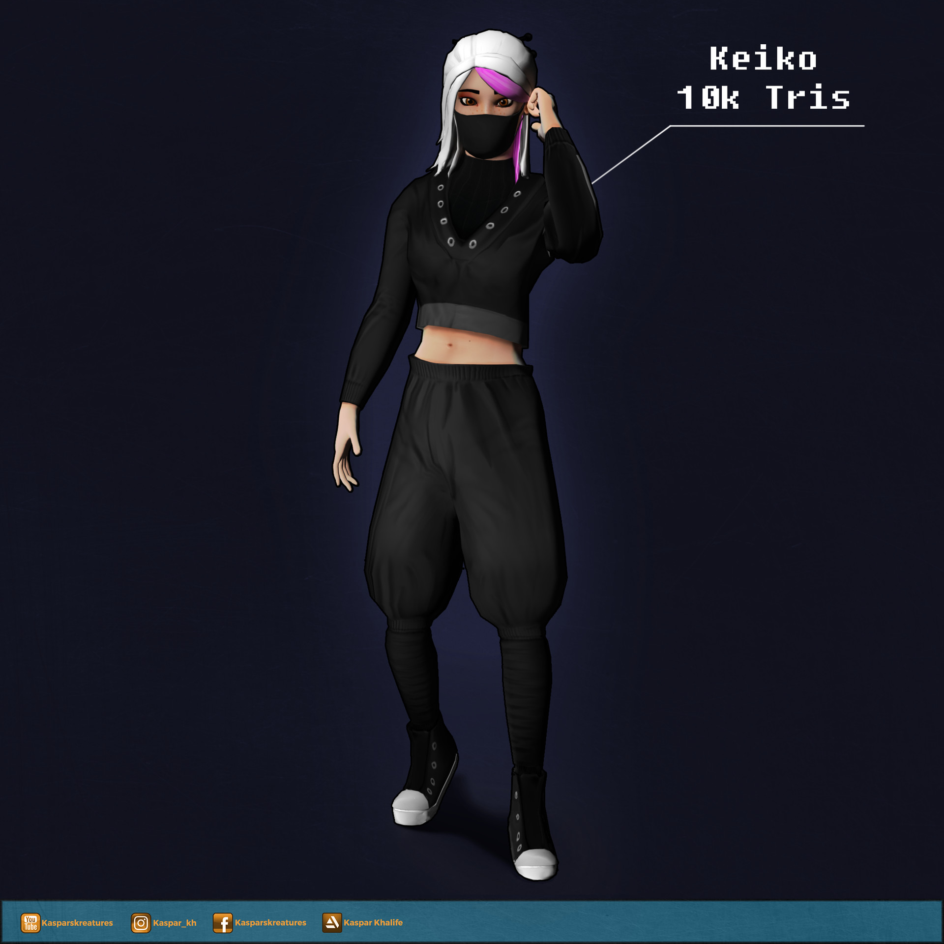 Artstation Keiko Female Ninja With An Urban Flair Low Medium Poly