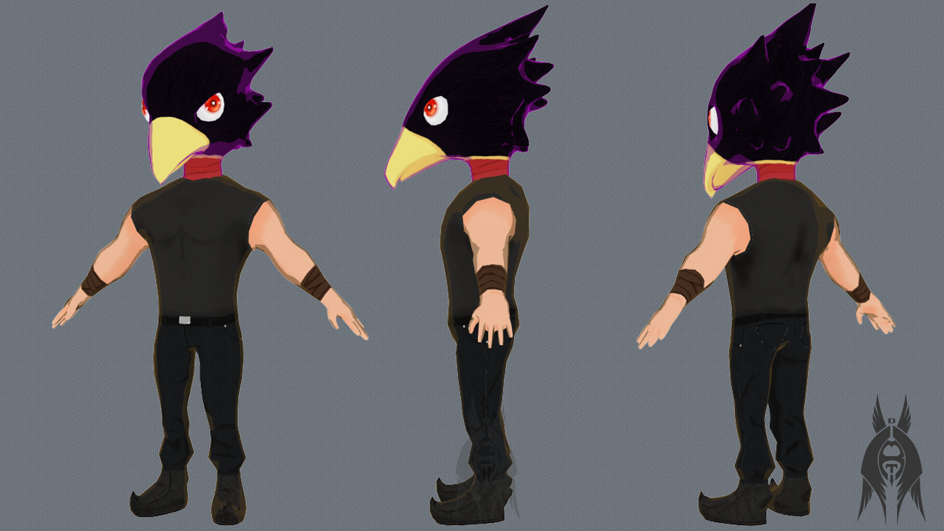 Artstation Tokoyami Fumikage 3d Chibi Fan Art Richie Purbo