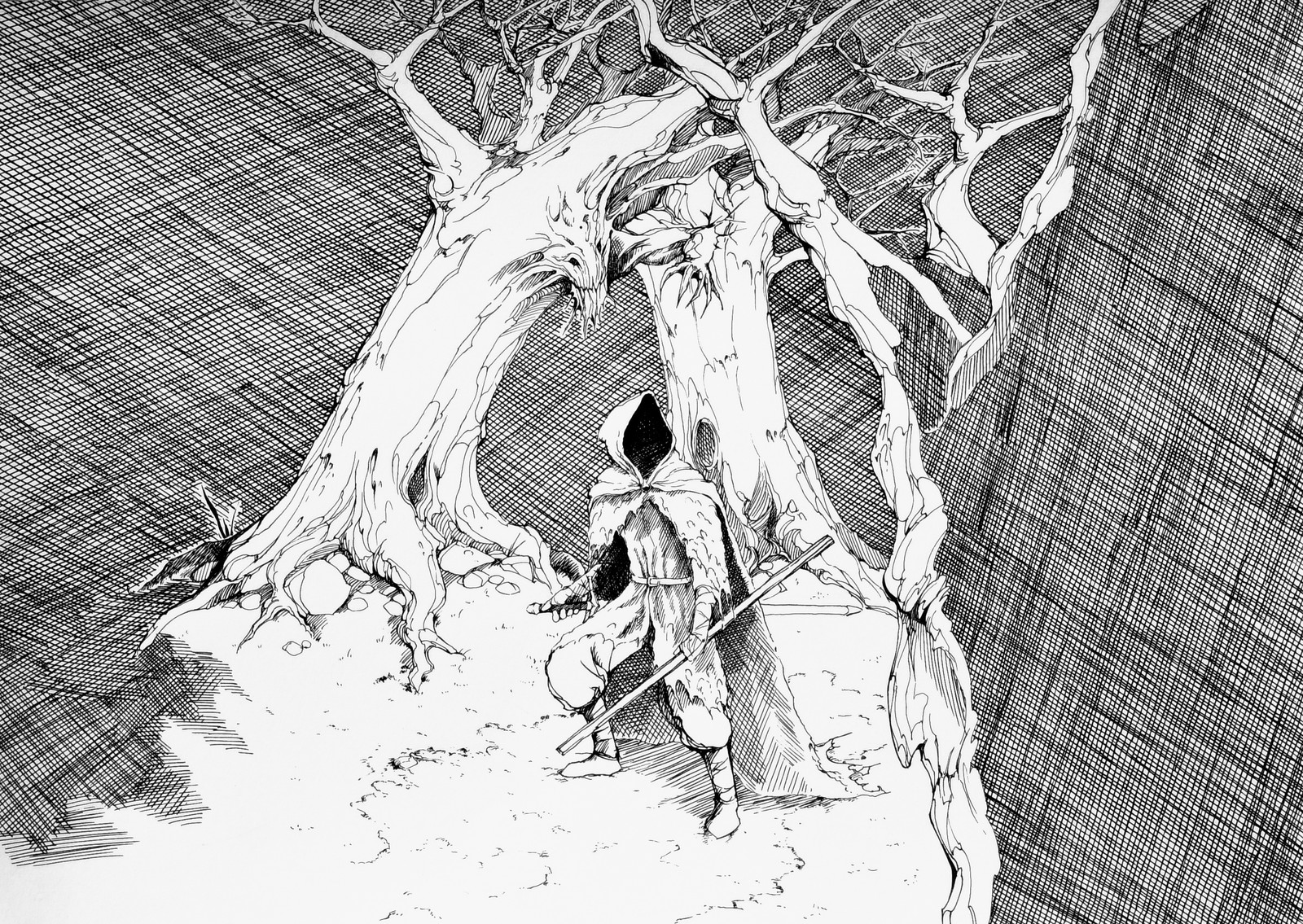 Lee Dabeen. Forest Alive. 2018. Pen on paper, 320 x 450 mm.