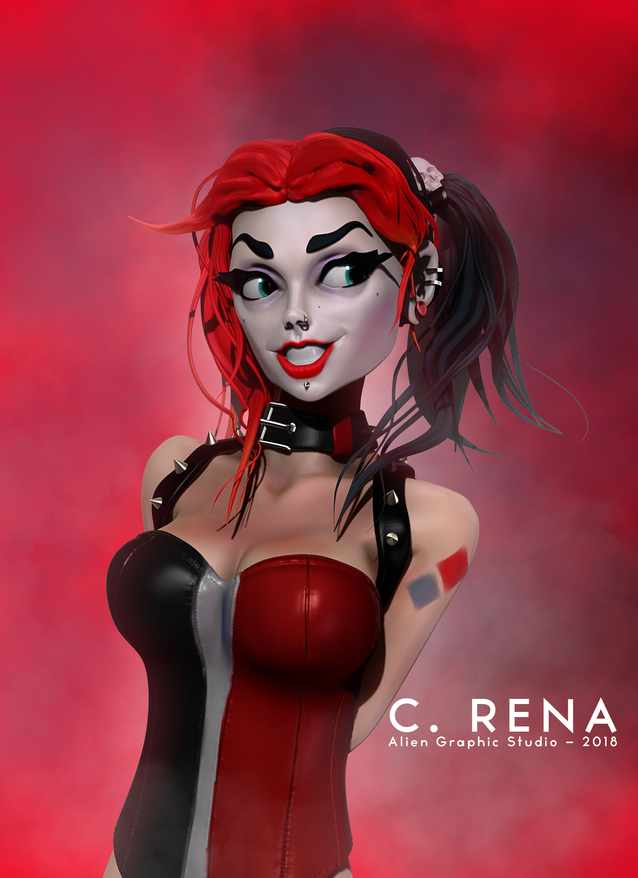 Harley Quinn stylized character render#2