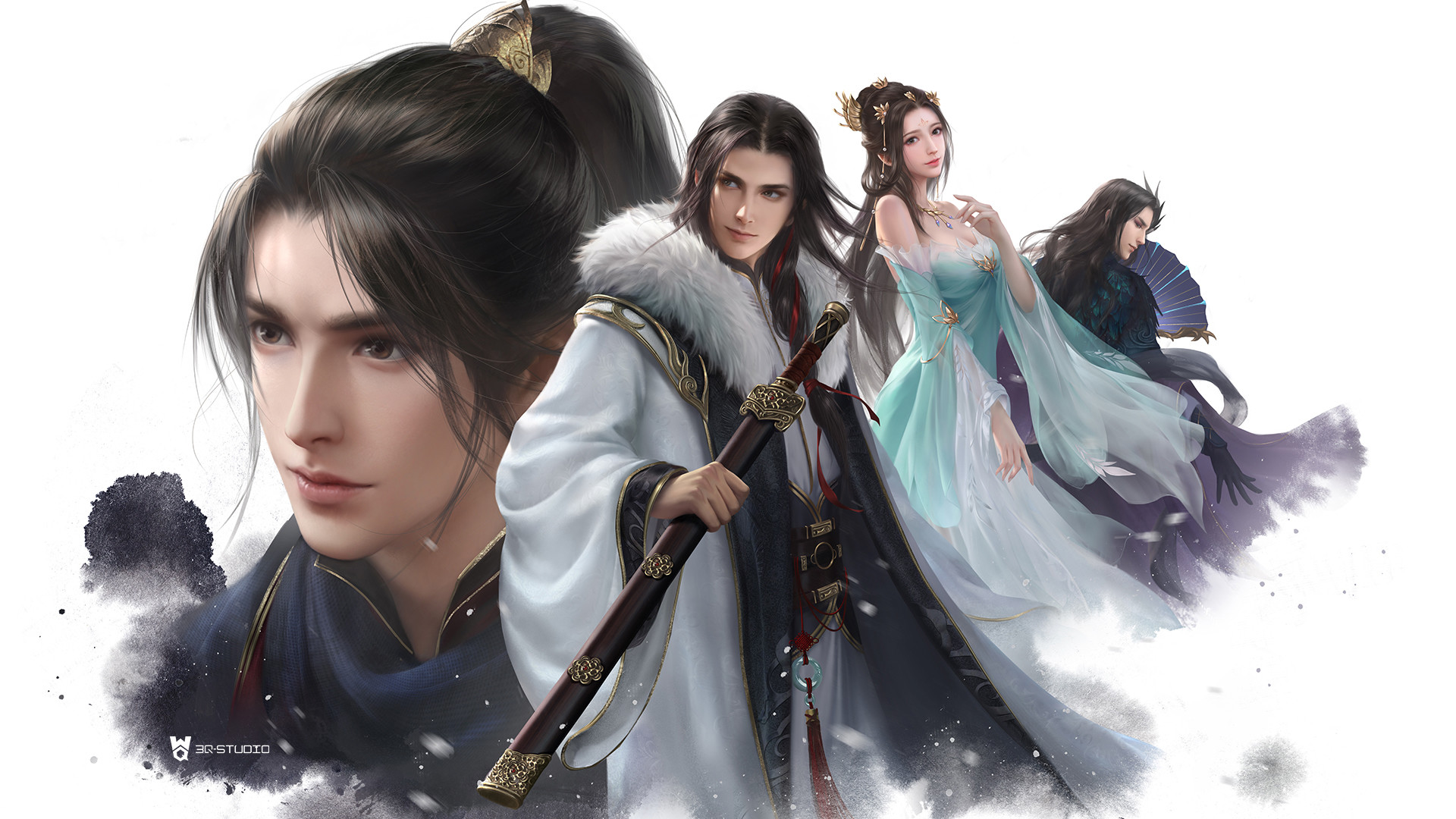 Artstation 雪鹰领主4人图 叁乔居3qstudio