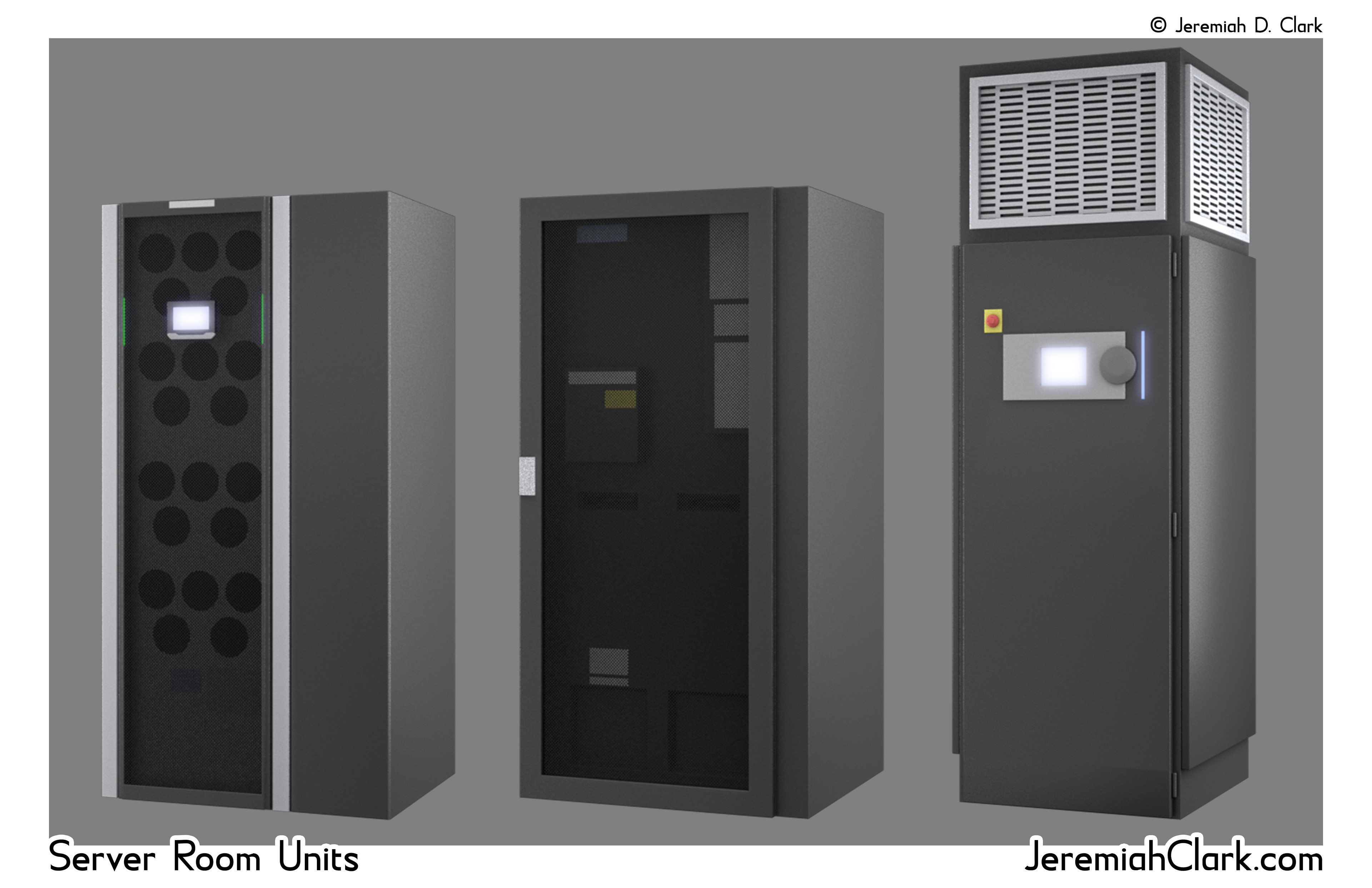 Detailed renders of some of the server cabinets.
Modeled, textured, and rendered in Modo.