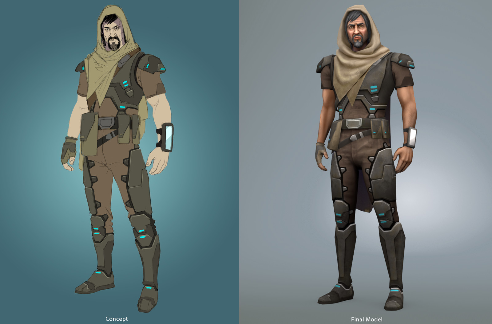 Concept art and final model.