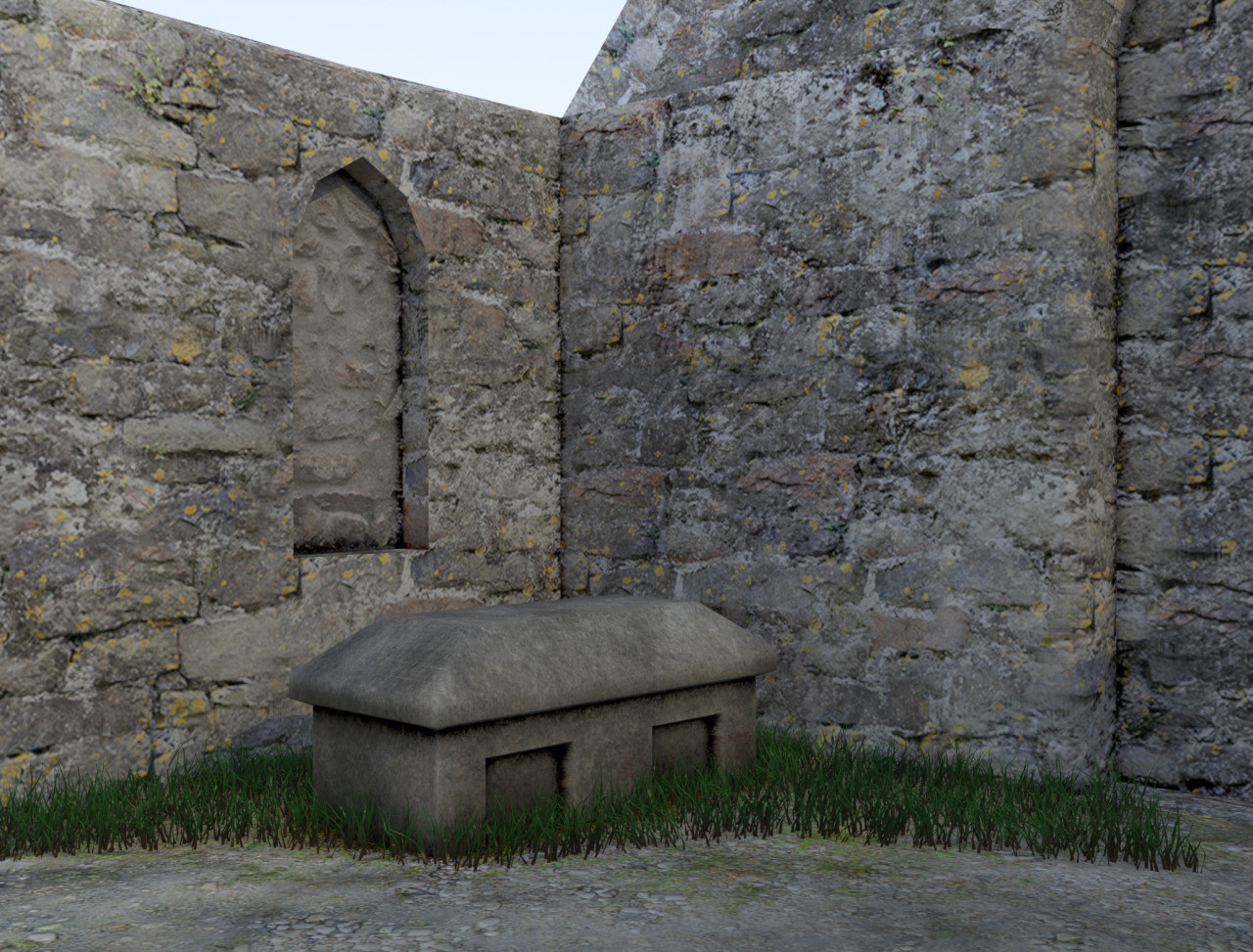 I did a quick test to see what this would look like fully rendered in Modo with some actual 3d grass.