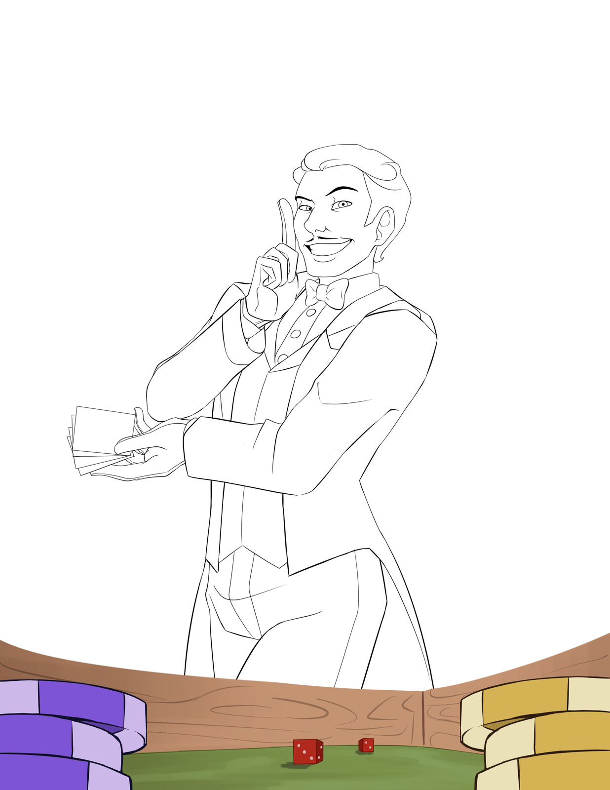 Lineart + The dealers table painted in
