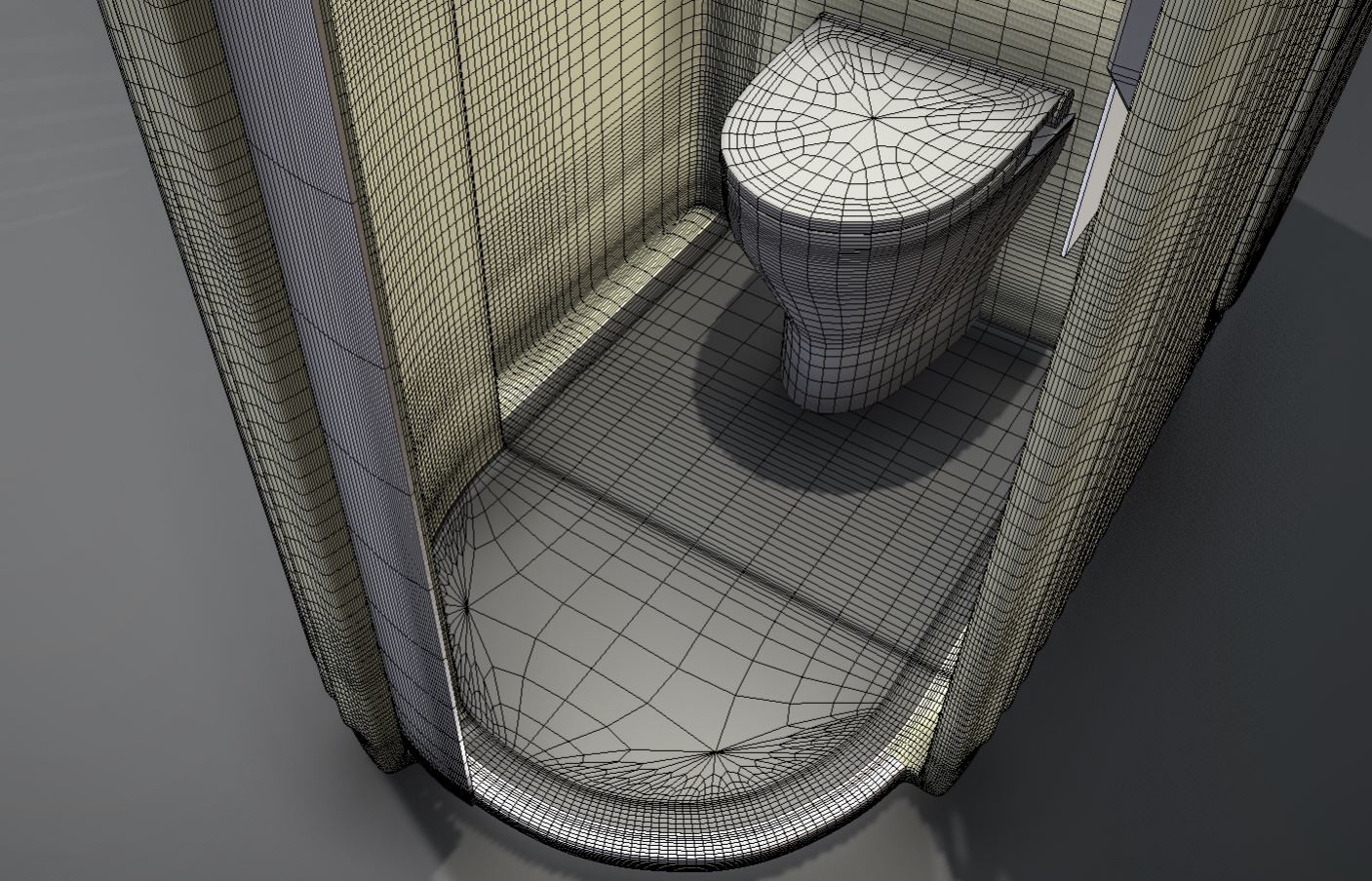 High-poly version with wireframe view