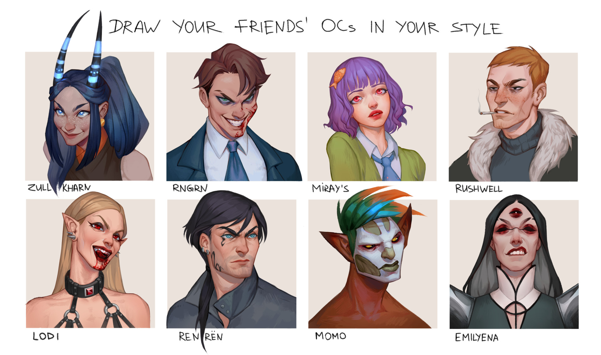 Artstation Draw Your Friends Ocs In Your Style Challenge Emilyena