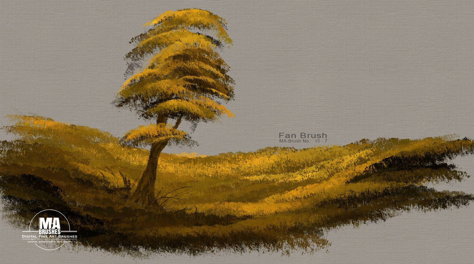 Tree painted with realistic Photoshop Fan Brushes