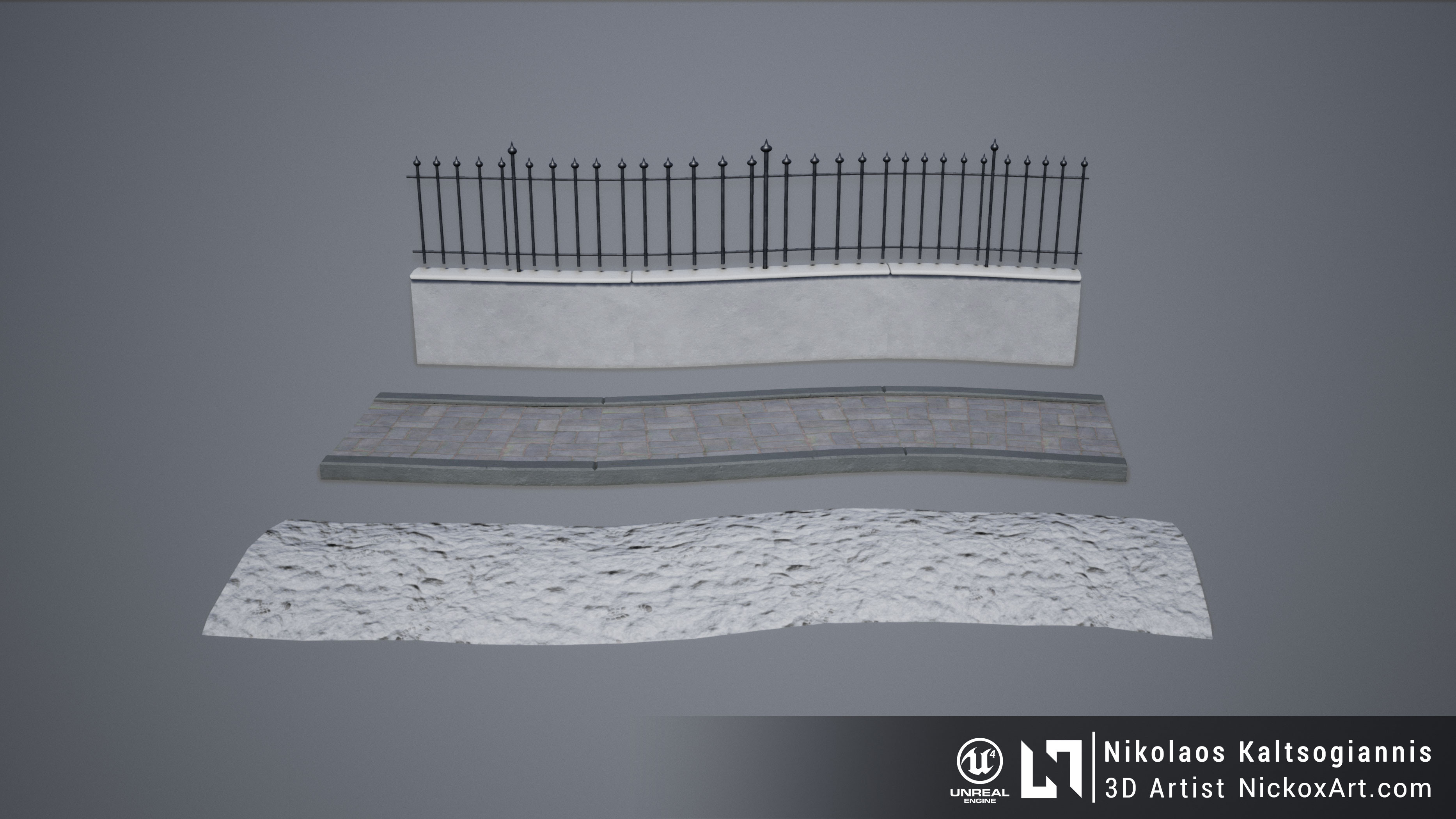Example of Meshes used with a Spline Blueprint in UE4.