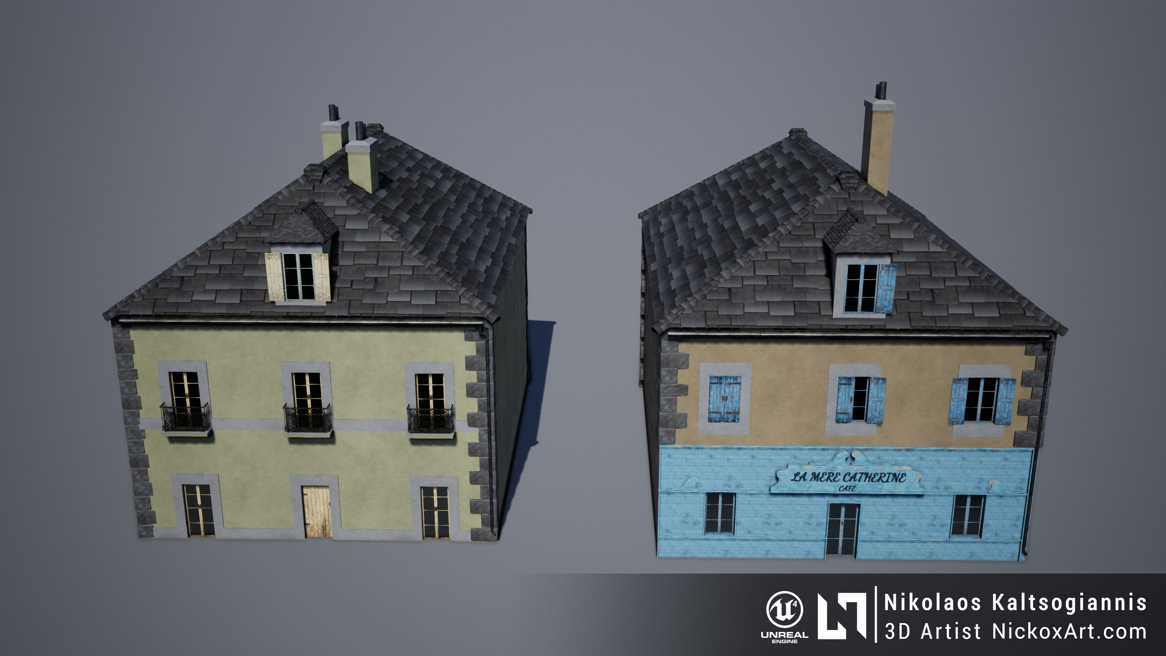 Example of buildings created using the modular set.