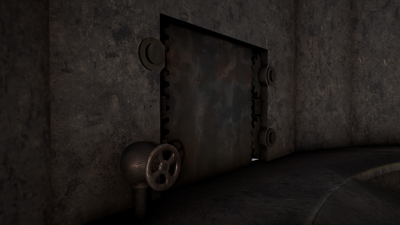 The foundry door is a giant strip gear hooked to a massive gear system in the walls. the pistons that turn the gears are activated by the pressure release by the door.