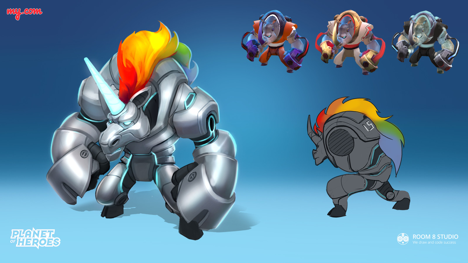 Final concept art with different skin colors 