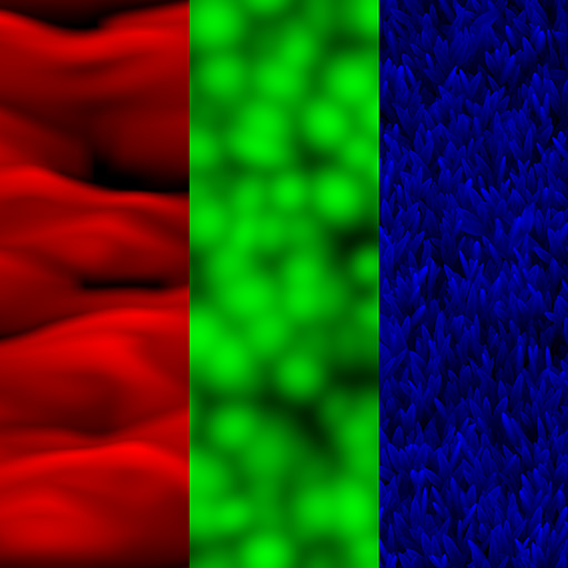 Large wave shapes(R), Distort wave shapes(G), Grass blades mask(B)
