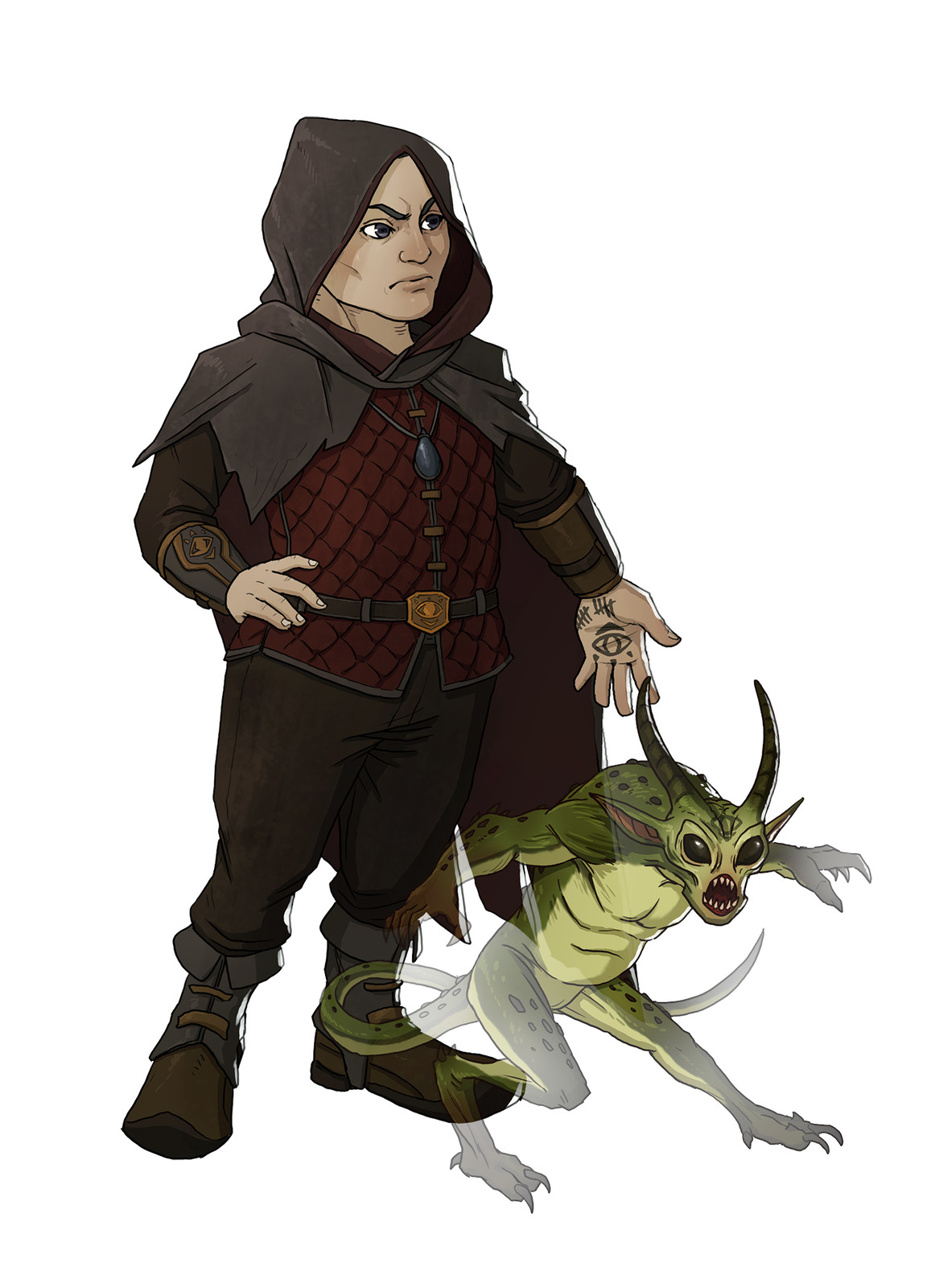 Abel, gnome warlock with his familiar, Dobby