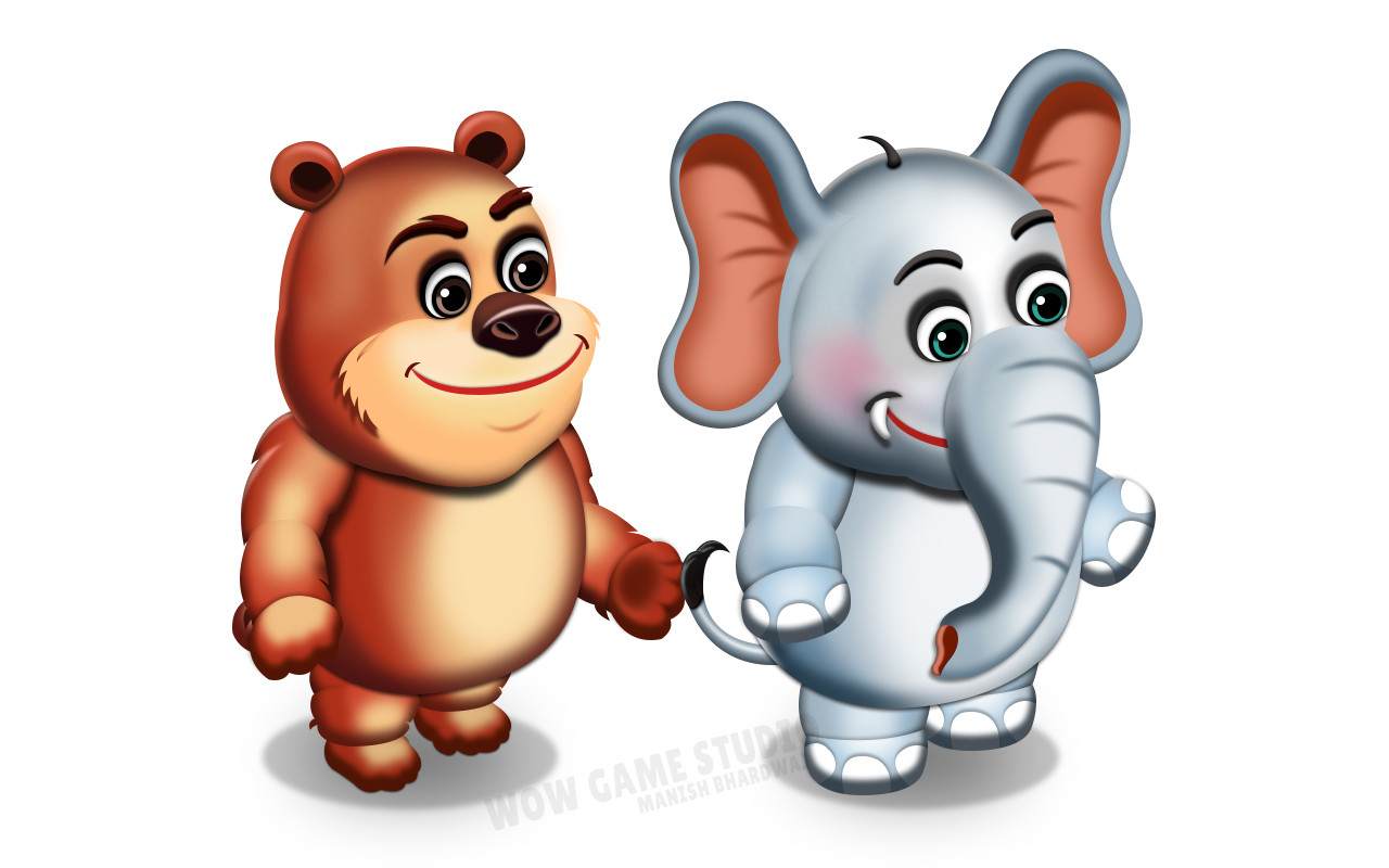 ArtStation - Characters Isometric Part 3 (Cute Bear & his cute happy friend  Elephant)... :)