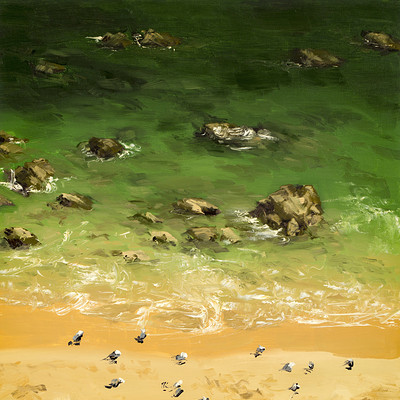 Birds Beach -for sale 11.8x11.8" (30x30cm)