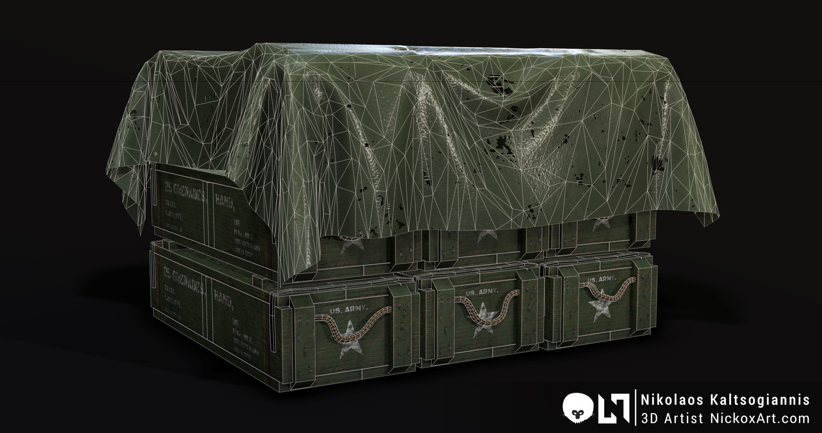 Grenade Crate Prefab Wireframe.