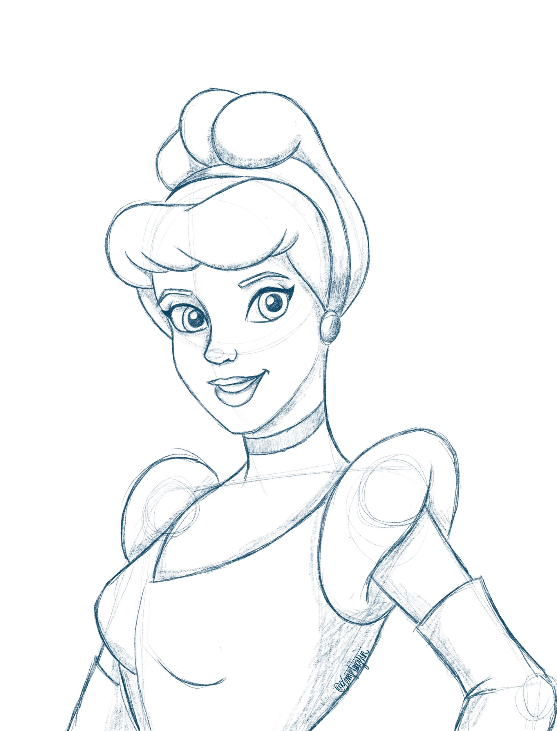 How To Draw Princess Cinderella || Disney Princess Drawing || Easy