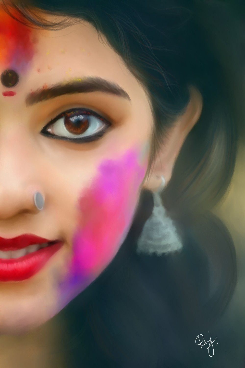 Artstation Holi Girl Color Of Festival Rajendar Kathiravel