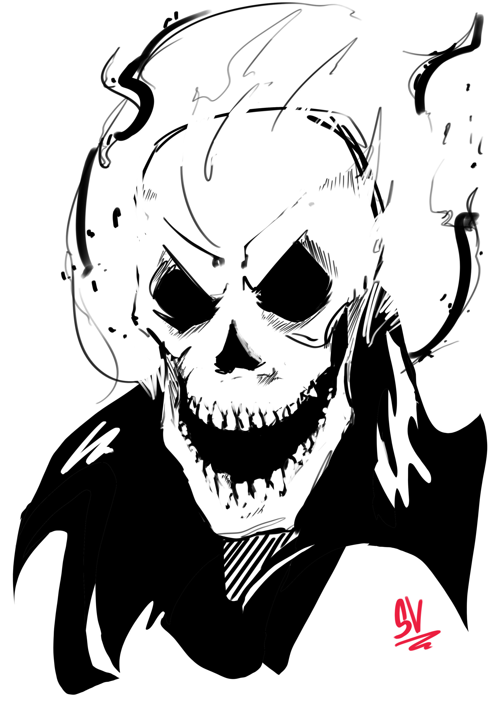 Ghost Rider version 2 Drawing by Jason Gwinn  Pixels