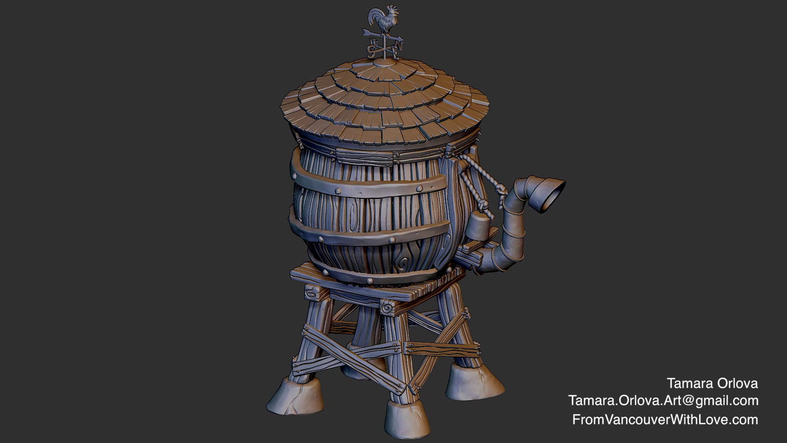 Stylized Water Tower Sculpt