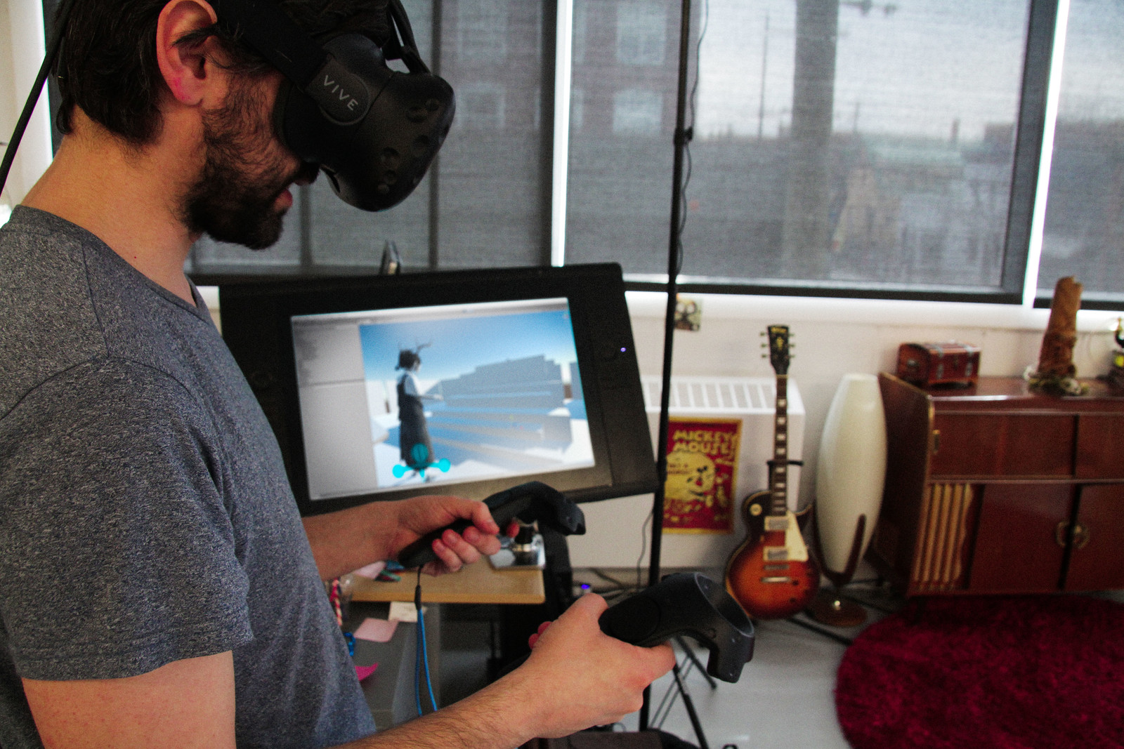Using the Vive to experiment with real time animation/puppetry to drive the characters.
