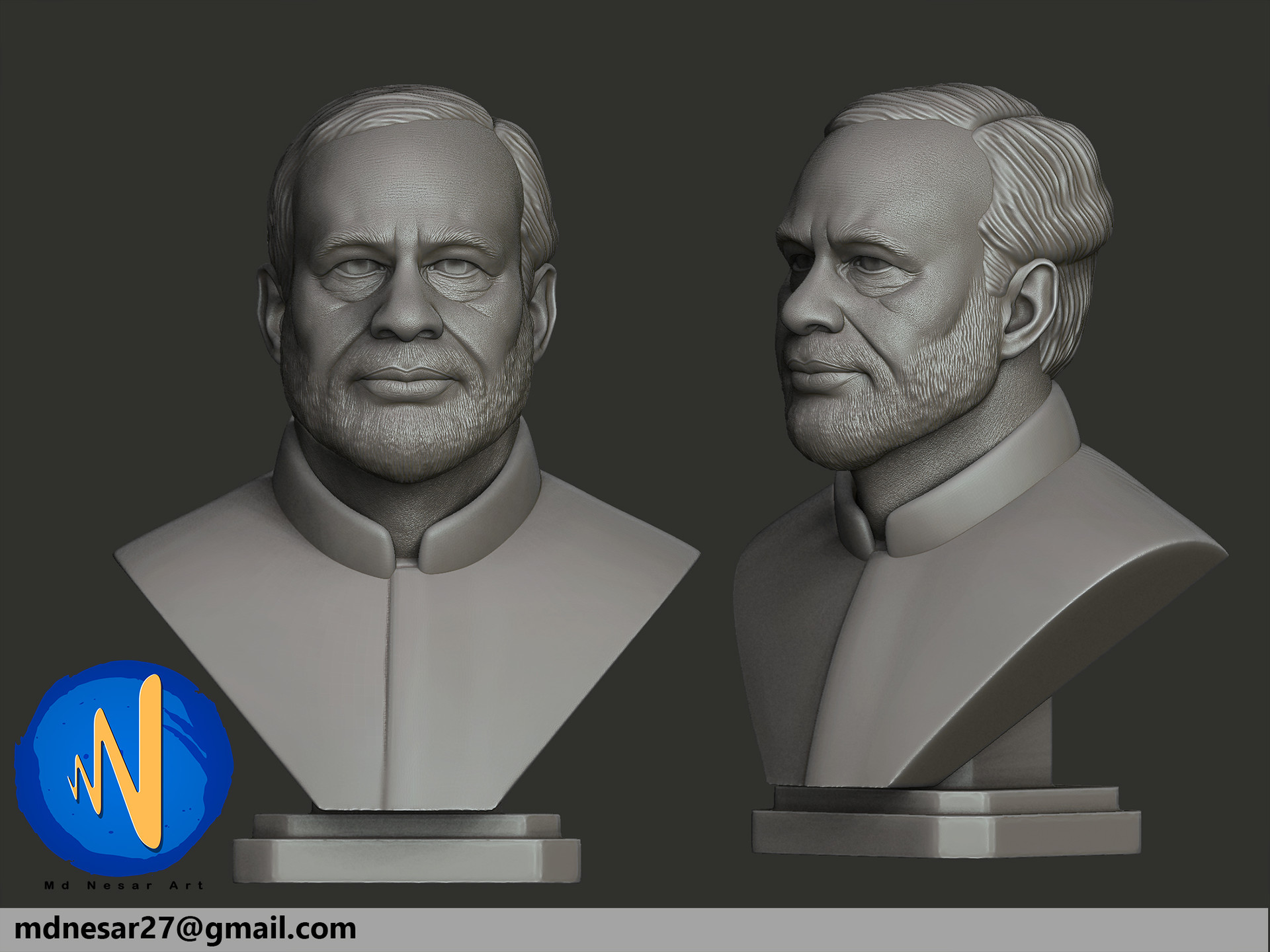 Artstation Narendra Modi Bust 3d Print Ready Md Nesar