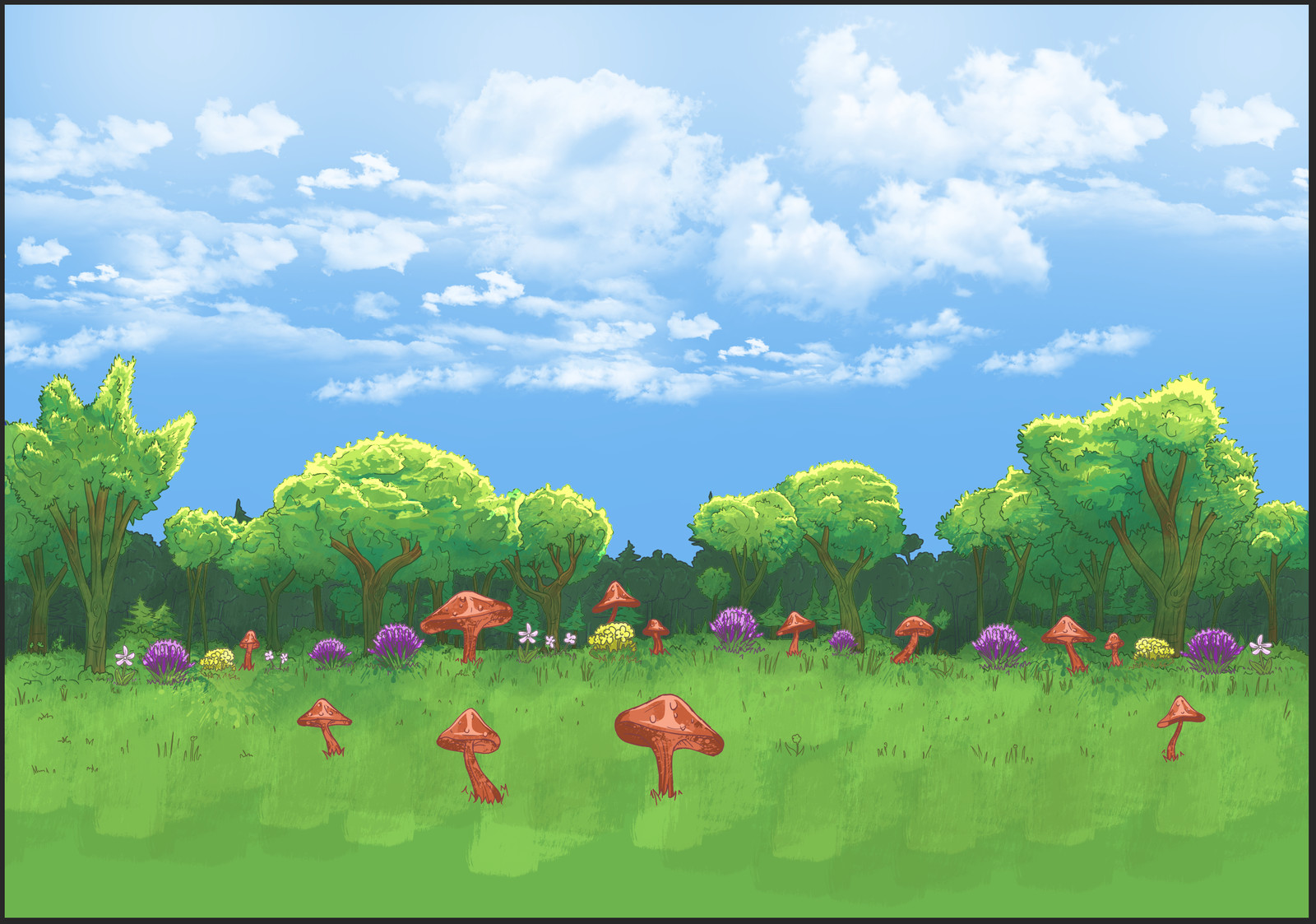 Final background illustration
Clouds were not used for the final result. 
