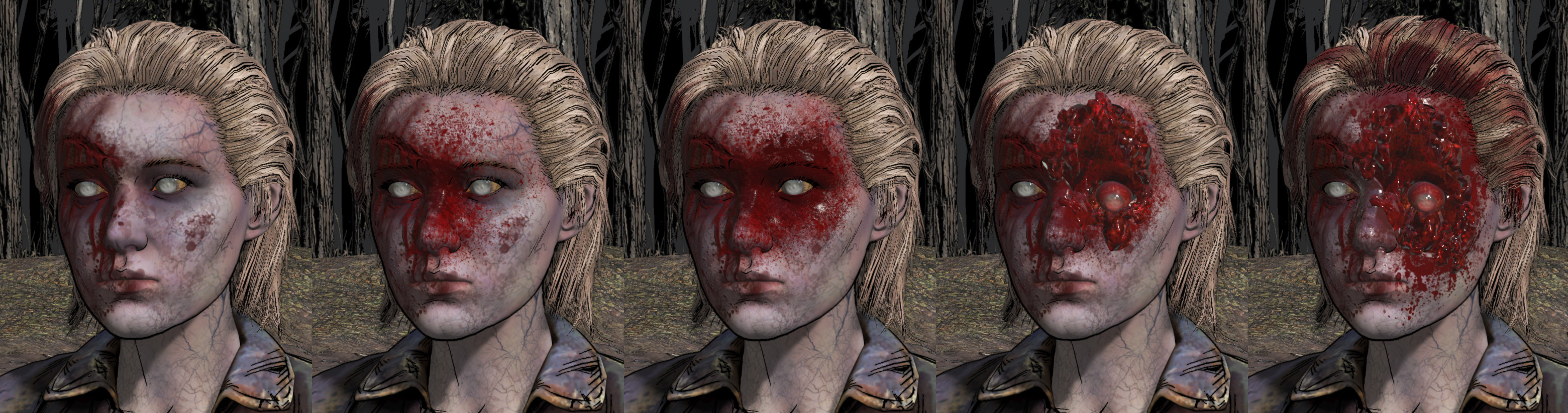 Progression of damage done to kill zombie
