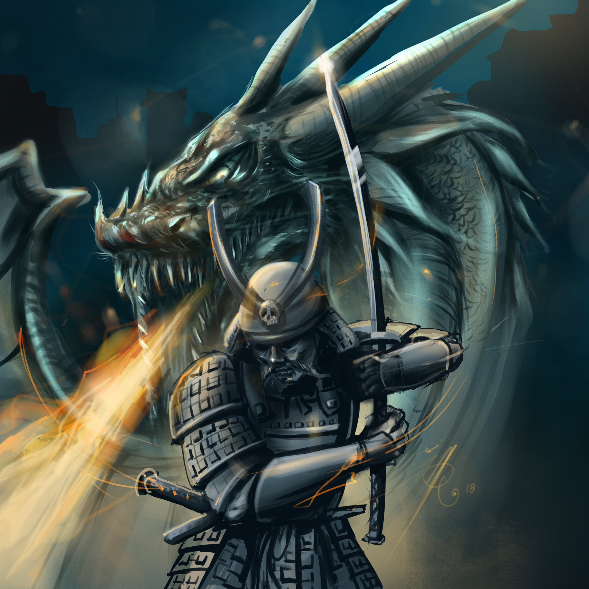 Artstation Dragon Samurai Shogun Rian Backend