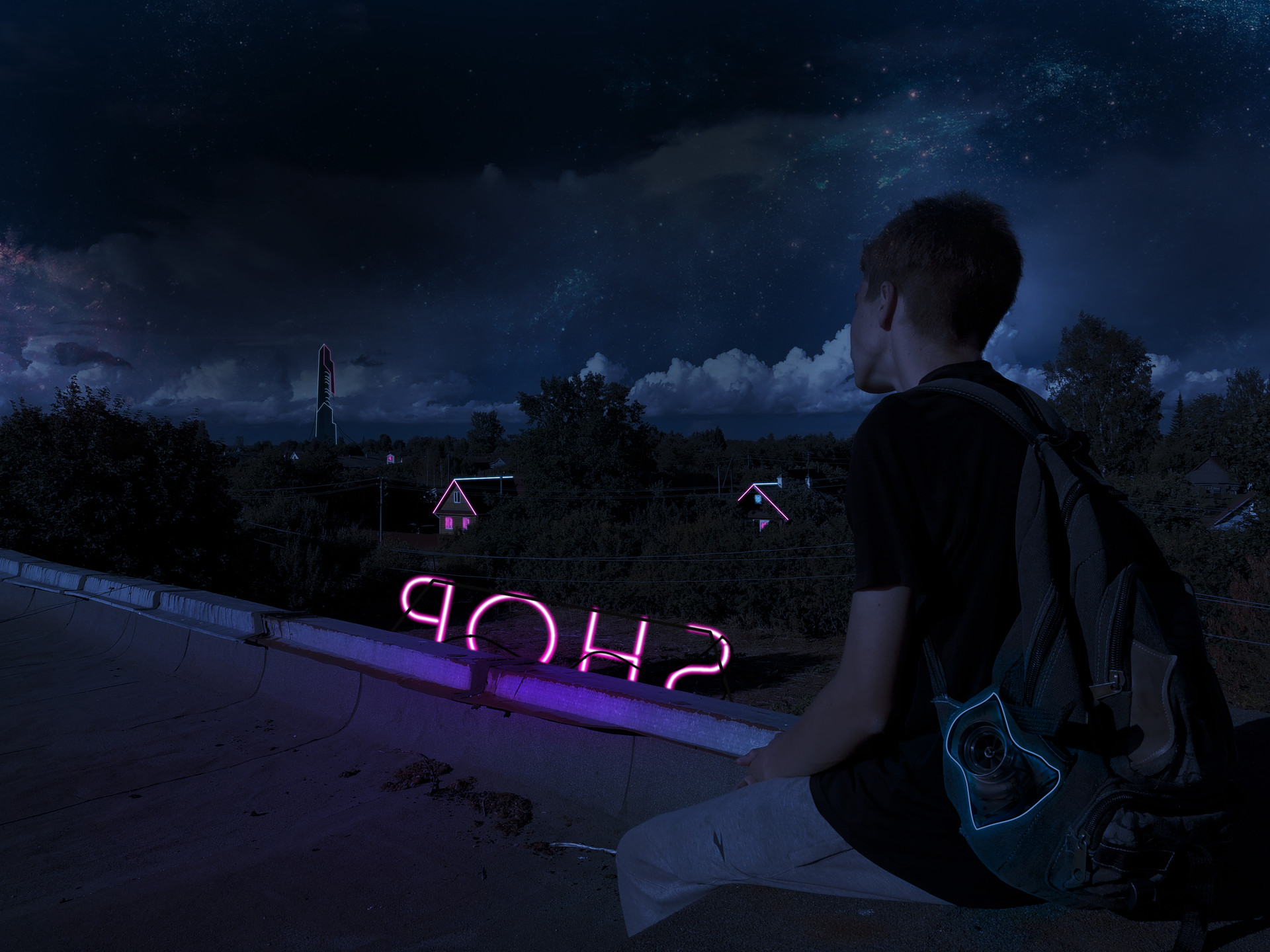 Vlad Kurashin Cyber Village 2 Есть киперпанк, есть дизельпанк, а тут русскую деревню скрестили с технологиями, это и как оказалось, что у них не просто деревня, а колония на безжизненной планете под защитным. vlad kurashin