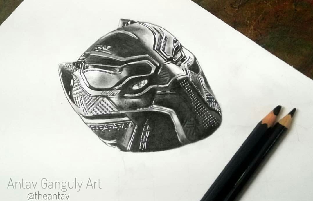 Artstation Black Panther Pencil Drawing Antav Ganguly