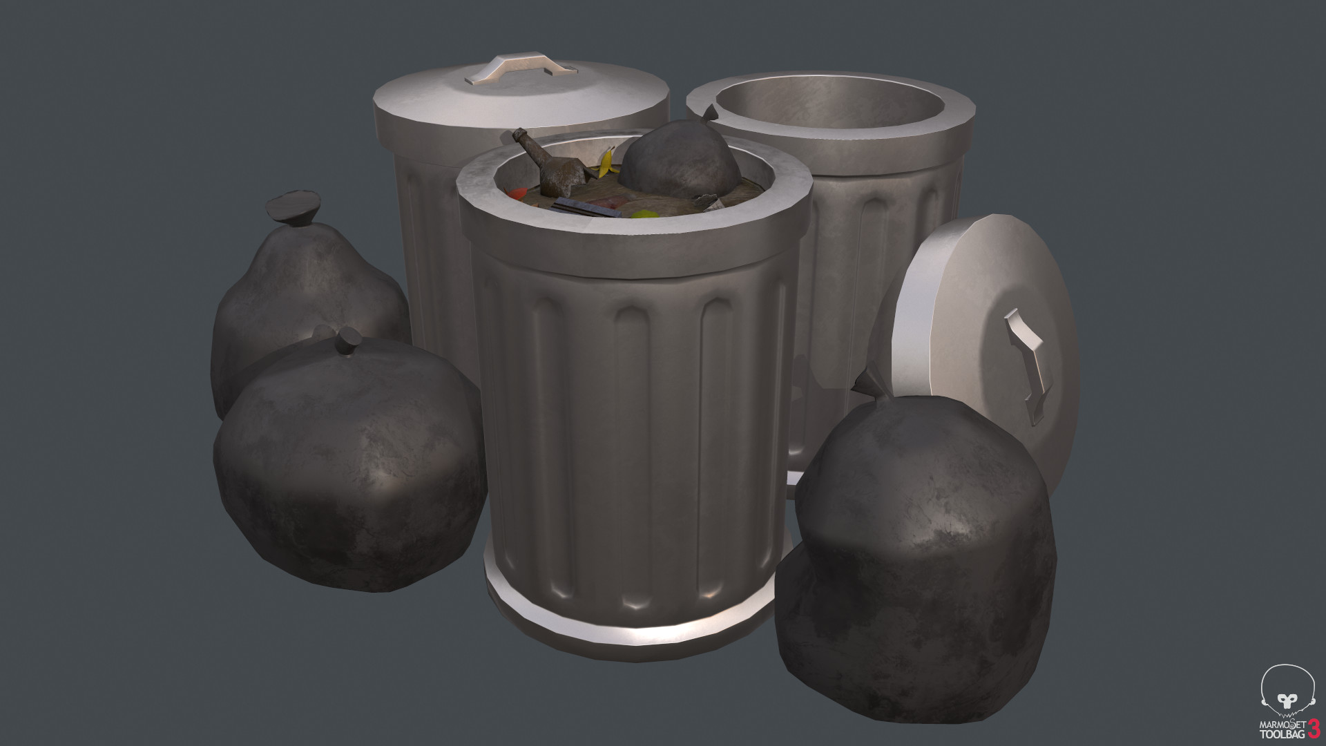 ArtStation Trash cans & Garbage bags Updated game assets