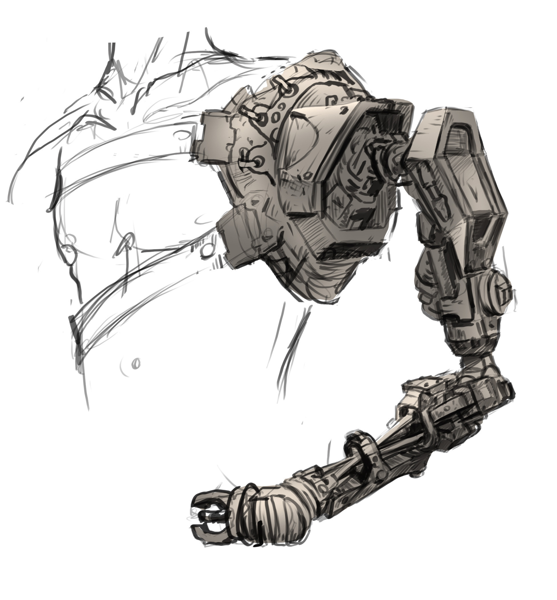 Early concept for his robotic arm