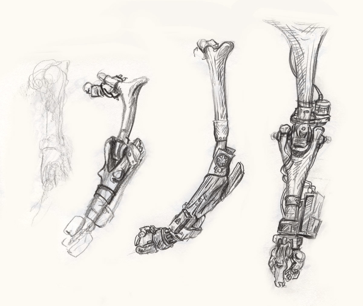 Artificial bone arm sketches